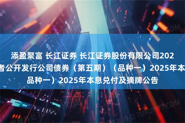 添盈聚富 长江证券 长江证券股份有限公司2024年面向专业投资者公开发行公司债券（第五期）（品种一）2025年本息兑付及摘牌公告